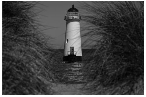 Point of Ayr Lighthouse, North Wales, UK.. BW